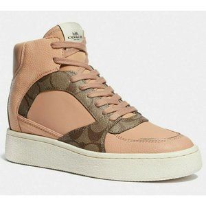 Coach Women's C230 High Top Sneaker Shoes in Signature Coated Canvas